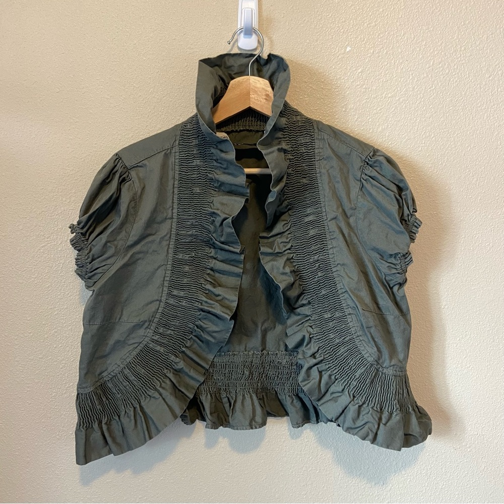 Ruffled Olive Bolero